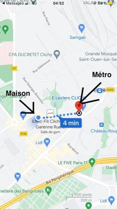 Paris : Appartement Familial Avec Parking Prive Clichy Exterior photo